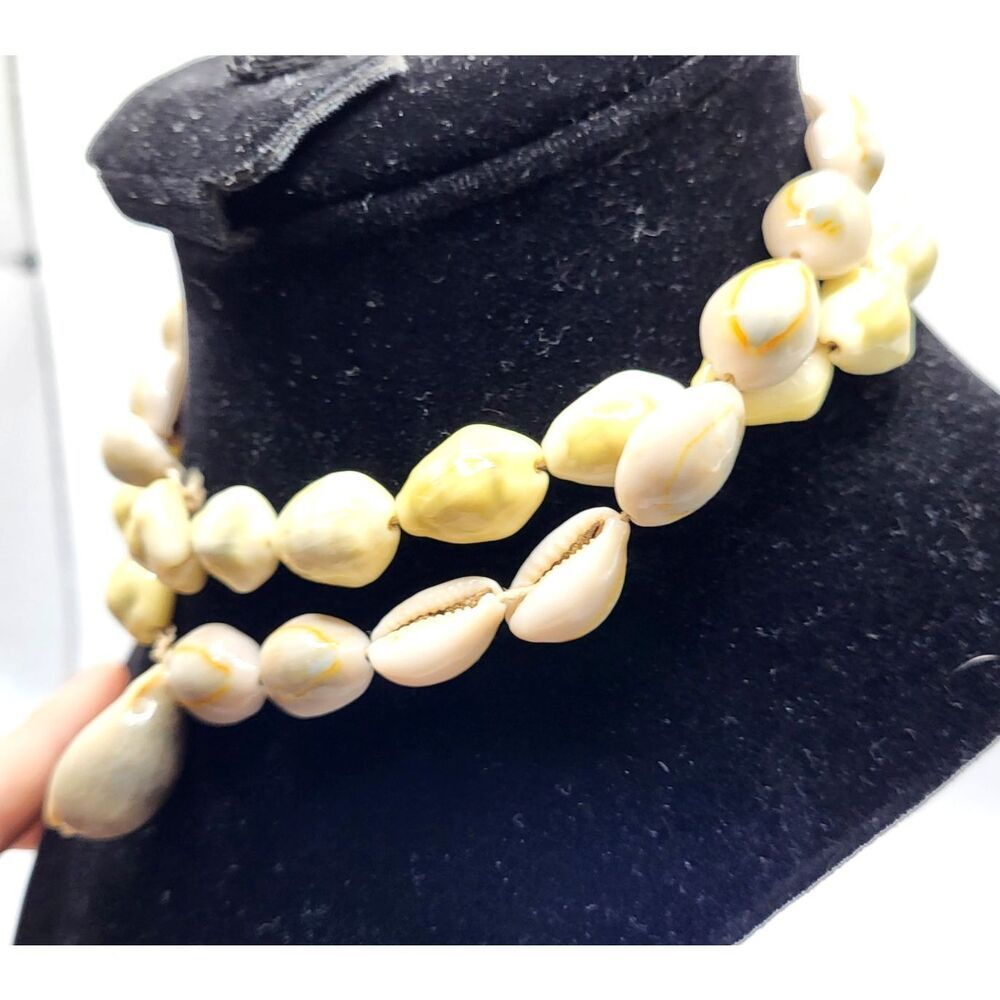 Chunky Bohemian Cowrie Shell Necklace 28in